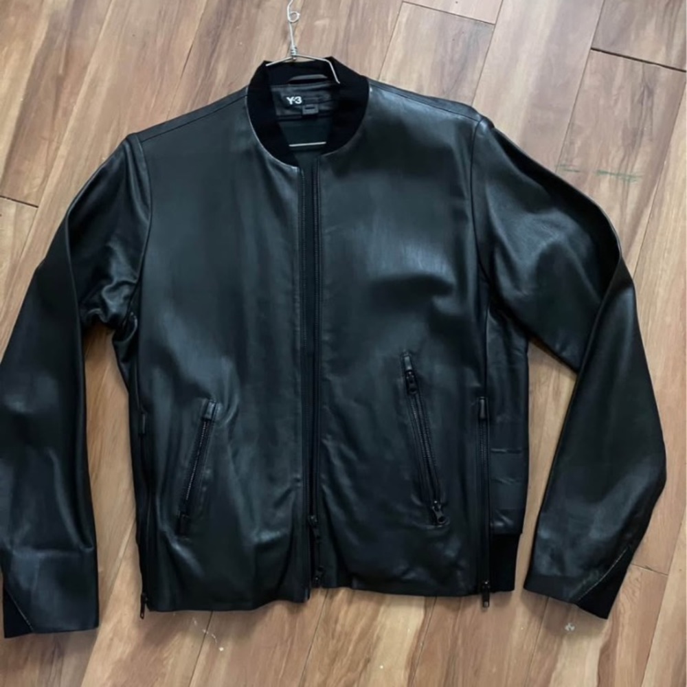 Y-3 Black Leather Jacket for Men medium